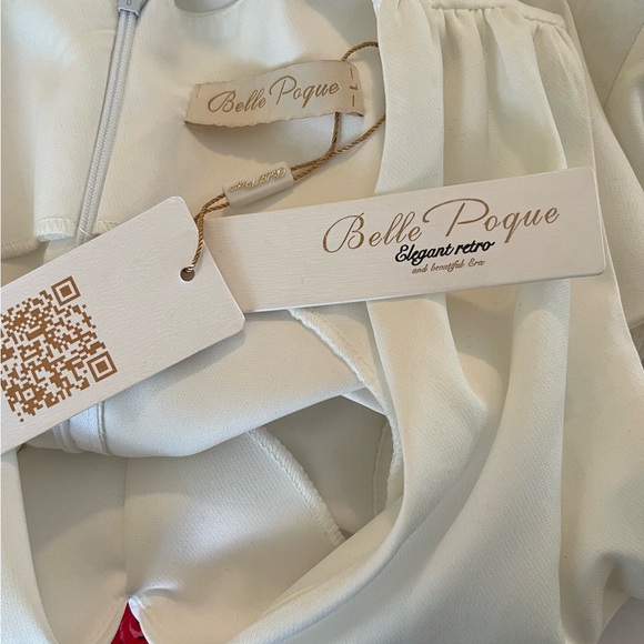 Belle Pogue White Sleeveless Fit & Flare Midi Dress with Red Rose Print - Picture 8 of 9